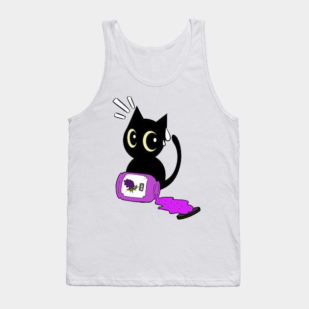 Naughty black cat Spills a jar of grape jam! Tank Top by Pet Station